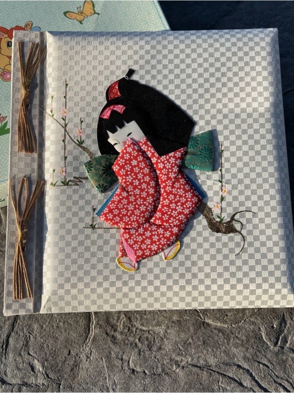 Vintage MCM Oriental Photo Album Baby Book Child Fabric Cover Chinese New - Picture 4 of 16